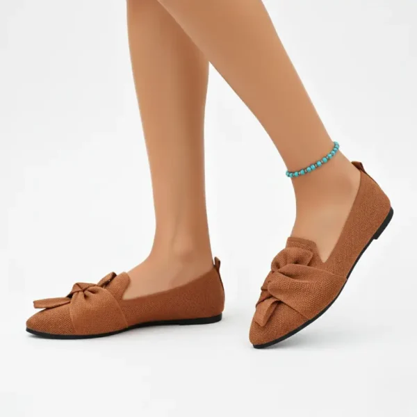 Chaussure plate en maille tressee Marron 1