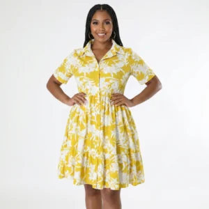 Produits 61 Robe Plissée à Manches Courtes Grande Taille pour Femme