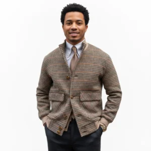 Nouvelle Veste Courte Homme Ajustée à Col