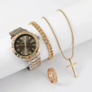 montre plaquée argent, bracelet, collier, bague pour Homme