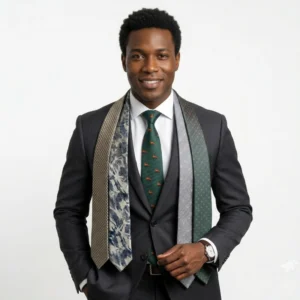 Cravate en soie jacquard verte à motif paisley pour homme